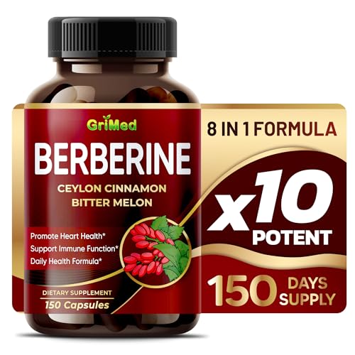 GriMed Berberine Supplement 9,500mg with Ceylon Cinnamon Bitter Melon Supports Healthy Immune System - Made in The USA