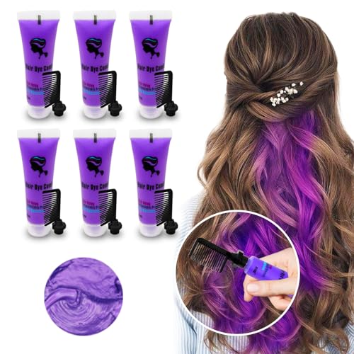 Byhoo Purple Temporary Hair Color Dye for Dark Hair, 90 ml, Cream Format, Fashionable Color, Suitable for Kids Party, Cosplay, Easy to Apply, Safe and Harmless Formula