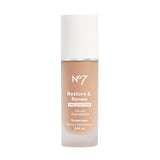 No7 Restore & Renew Multi Action Serum Foundation - Cool Vanilla - Liquid Foundation Makeup with Vitamin C, Vitamin E & Collagen for Face - Beauty Skin Serum Formula with Medium Coverage (30ml)