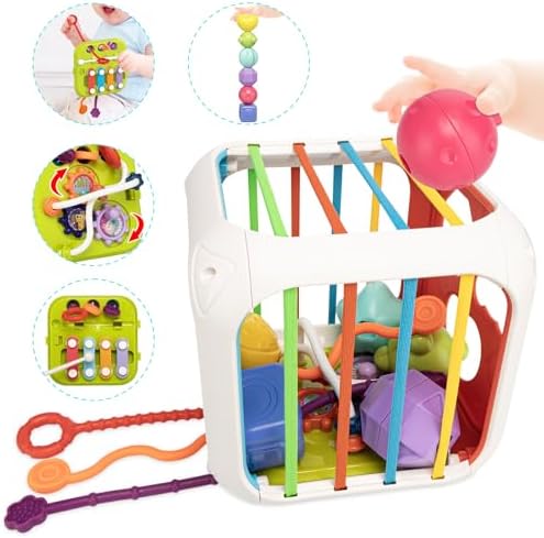Montessori Toys for Toddlers 1 Years, 7-in-1 Activity Cube, Shape Sorter Toy| Baby Developmental Learning Toys| One Year Old First Birthday Gifts