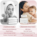 WOWOTEX 100% Cotton Disposable Face Towel Biodegradable Face Towel for Drying Face 200Count/4Box Extra Thick Soft One Time Use Face Towels 10"×12" Large Clean Towels for Sensitive Skin, Baby Care