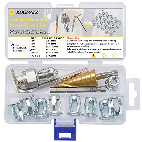 M8 Jack Nut with Installation Tool Threaded Insert Petal Nuts Nutserts Jacknut Srew Anchor Spider Rivnut Blind for Plastic Polywood Pressboard Hardboard