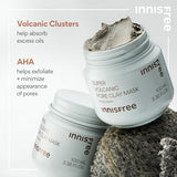 innisfree Super Volcanic Pore Clay Mask, Korean Pore Clearing Clay Mask with Volcanic Clusters and AHA