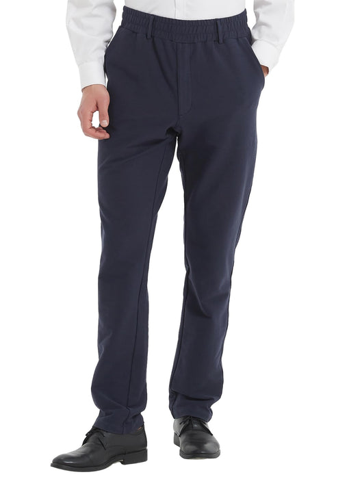 LETAOTAO Mens Elastic Waist Slack Pants for Seniors Adaptive Mens Pants for Elderly with Zipper Fly (Retro Blue,38W x 30L)