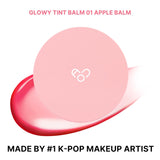 AOU GLOWY TINT BALM Tinted Lip Balm with Natural Gloss Instant Hydration for Chapped Lips 0.12Oz (01 Apple Balm)