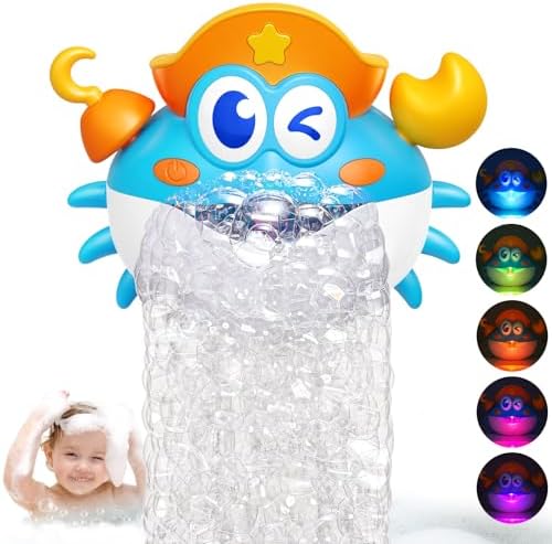 Bath Toys,Light Up Crab Bath Bubble Maker Baby Bath Toys for Kids Ages 1-3 4-8,Bath Bubble Machine with Colourful Light Bathtub Toddler Bath Toys Great Easter Basket Stuffers for Kids
