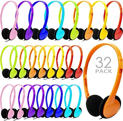 CN-Outlet 32 Pack Kids Headphones Bulk Multi Color for School Classroom Students Children Toddler Boys Girls Teen and Adult