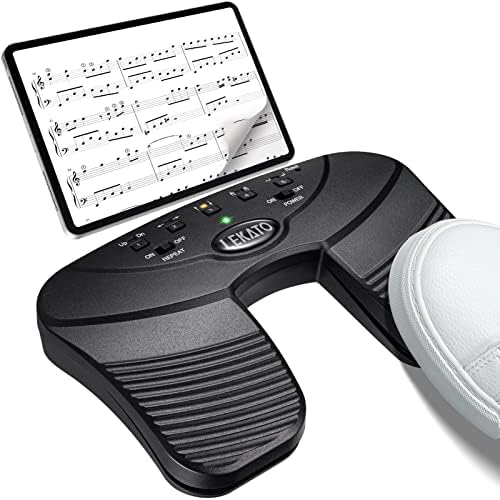 LEKATO Wireless Bluetooth Page Turner Pedal Foot Pedal for Ipad Rechargeable Music Page Turner Page Turner Pedal Silent Page Turner Pedal Wireless Page Turner Pedal for Phone and Tablets Page Turning
