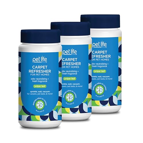 Pet Life Unlimited Carpet Refresher Powder, Carpet Deodorizer Powder Pet Safe - Carpet Powder Pet Odor Eliminator for Carpet with Plant-Based Juniper Leaf Scent - Made in the USA - 16oz (Pack of 3)