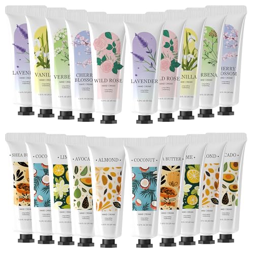 Green Canyon Spa 20 Pack Hand Cream Valentines Day Gifts for Women Hand Lotion with Shea Butter Vitamin E for Work Mini Travel Size Moisturizer Gift Set for Women