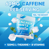 Energy Caffeine Mints | Caffeine + L-theanine + B Vitamins | Caffeinated Mints with 60mg Caffeine Per Serving | Delicious Sugar Free Energy Mints | (Arctic Mint, 100 Count) by Gymgum