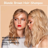 Instant Blonde Brown Hair Color Shampoo,Golden Brown Hair Dye Shampoo 3 in 1 for Women Men,Long Lasting Brown Hair Shampoo,Brown Hair Dye Colors in Minutes,Brown Shampoo Easy to Use