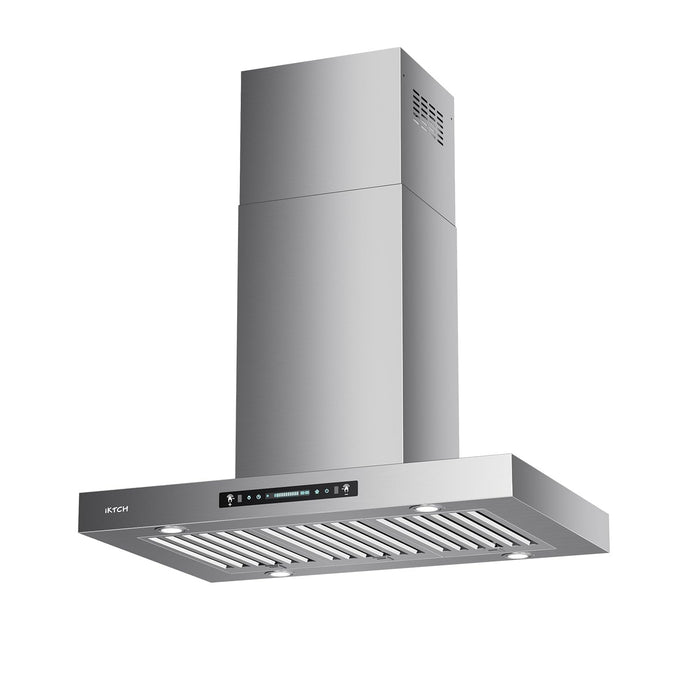 IKTCH Island Mount Range Hood 36 inch, 900 CFM Ducted Range Hood with 4 Speed Fan, Stainless Steel Hood Fan with Gesture Sensing & Touch Control with 3 Pcs Filter