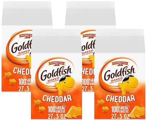 Goldfish Cheddar Cheese Crackers, 27.3 oz Carton (Pack of 4)
