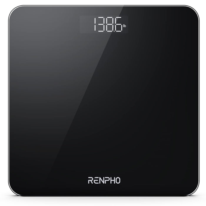 RENPHO Digital Bathroom Scale, Highly Accurate Core 1S Body Weight Scale with Lighted LED Display, Round Corner Design(11"/280mm, Black)