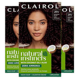 Clairol Natural Instincts Demi-Permanent Hair Dye, 2RV Burgundy Black Hair Color, Pack of 3