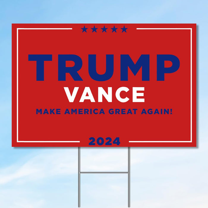 Trump Vance Yard Sign, 18" x 12" Double-Sided Trump Vance 2024 Yard Sign With Stake, MAGA Trump Yard Sign, Show Your Support, Decorate Your Lawn With Trump Vance Campaign Yard Sign 2024