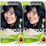 Garnier Hair Color Nutrisse Nourishing Creme, 22 Intense Blue Black (Mulberry) Permanent Hair Dye, 2 Count (Packaging May Vary)