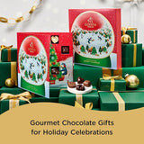 Godiva Chocolatier 2024 Deluxe Snowglobe Advent Calendar - Limited Edition 24-Piece Dark Milk Chocolate Assortment with Almonds, Caramel, and Mousse - Holiday Gift Box, Christmas Candy for Gift Basket