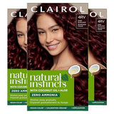 Clairol Natural Instincts Demi-Permanent Hair Dye, 4RV Dark Burgundy Hair Color, Pack of 3