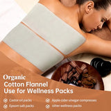 3Pcs Organic Cotton Flannel for Castor Oil Pack, Natural & Unbleached Flannel Cloth for Castor Oil Pack, Reusable & Highly Absorbent Cotton Flannel, Castor Oil Compress Pads for Liver, Abdomen, Joints