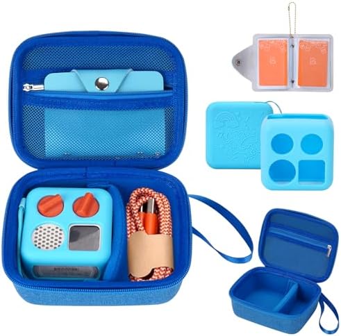 MGZNMTY Travel Storage Case and Thicken Silicone Cover Compatible with Yoto Mini Player - Kids Audio & Music Player and Card Holder for Yoto Card Hold Up to 10 Cards (Blue)