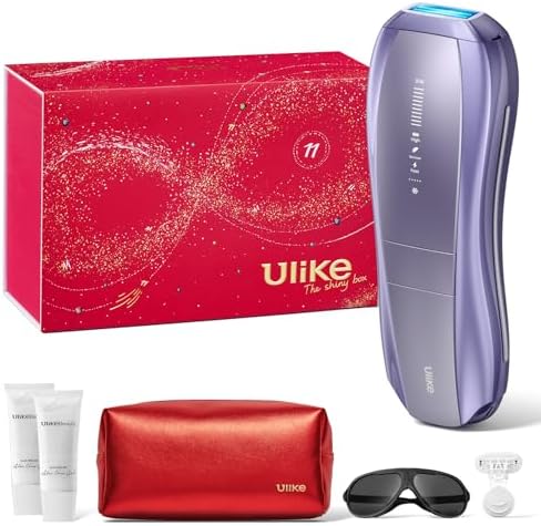 Ulike Laser Hair Removal, Air 10 IPL Hair Removal Device with Ice Cooling, Dual Lights, SHR Mode for Women & Men, Limited Holiday Set with Aloe Vera Gels, Gem Stickers, Christmas Cards & Storage Bag