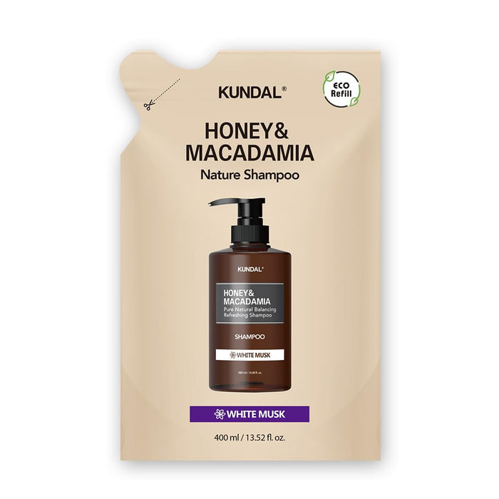 KUNDAL Nature Shampoo Refill Honey & Macadamia Nature Shampoo Refill 13.5 fl oz (400 ml) #White Musk