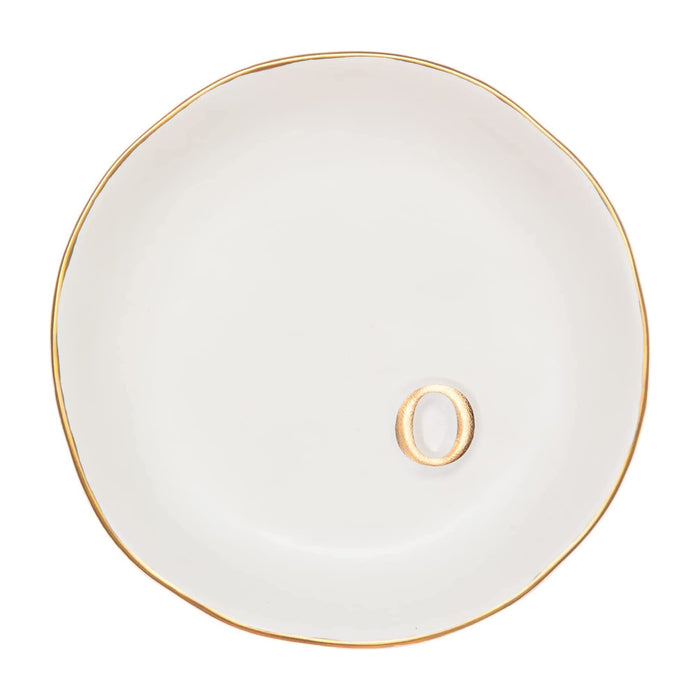 COLLECTIVE HOME - Ceramic Jewelry Tray, Decorative Trinket Dish for Rings Earrings Necklaces Bracelet Watch Keys, Birthday Mother's Day for Women, 4.75", White Surface (O)