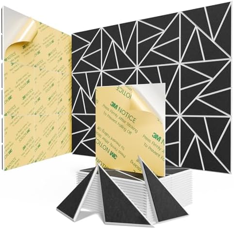 18 pack Acoustic Panels With Self-Adhesive, 12"X 12"X 0.4"Sound Proof Foam Panels, Sound Panels High Density, Soundproof Wall Panels for Home Studio Office- WhiteBase + BlackFace
