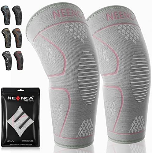 NEENCA Knee Braces for Knee Pain Women & Men -2 Pack Knee Sleeves for Knee Pain Set, Knee Brace Compression Sleeves, Knee Support for Sports, Running, Meniscus Tear, ACL, PCL, Arthritis Pain Relief…