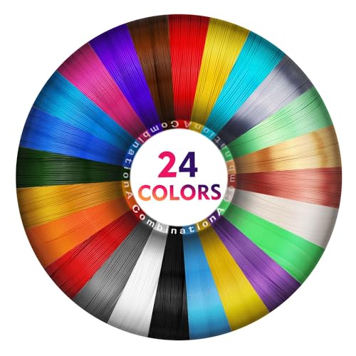 RepRapper 24 Colors 1.75mm 3D Pen PLA Filament Refill, Each Color 3 Meters 9.84 Feet, Total 236.22 feet, High-Precision and Safe 3D Pen Filament Refills for Kids