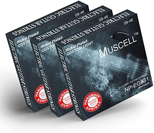 MUSCELL Electric Guitar Strings Handmade Nickel Plated Hex Steel Colorful Ball End-3 Packs-6 String-Custom Light 09-46