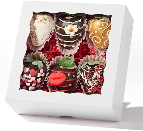 55pcs 6"x6"x2½ Bakery Boxes with Window Cookie Boxes Small Cake Boxes Macaron Boxes Pie Boxes Truffle Chocolate Boxes