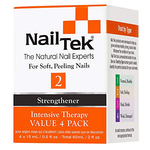 Nail Tek Intensive Therapy 2, Nail Strengthener for Soft and Peeling Nails, 0.5 oz Value 4-Pack