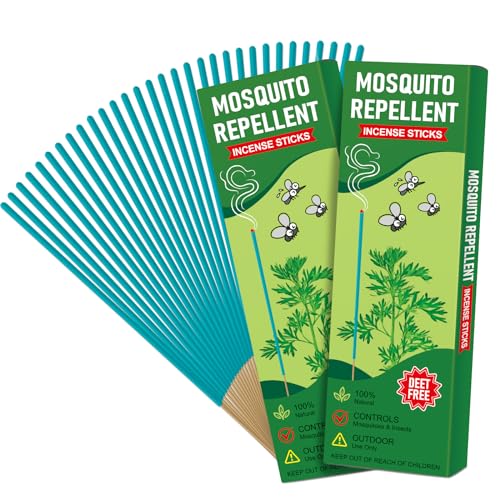 Lousye Mosquito Repellent Sticks, DEET Free Plant-Based Mosquito Repellent Outdoor Patio Incense Sticks (Green-180)