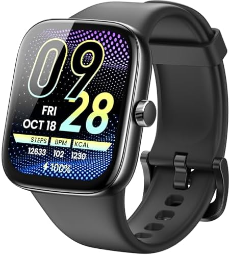TOZO AMOLED S7 Smart Watch Bluetooth Call 1.85 Inch Ultra HD Screen,Dynamic Dials Messages Push 100+ Sports Modes,Detect Human Health (Heart Rate,Blood Oxygen) with High Battery Life,Touch Function