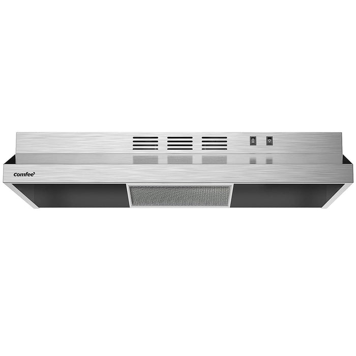 COMFEE' CVU30W2AST Range Hood 30 Inch Ducted Ductless Vent Hood Durable Stainless Steel Kitchen Hood for Under Cabinet with 2 Reusable Filter, 200 CFM, 2 Speed Exhaust Fan Silver
