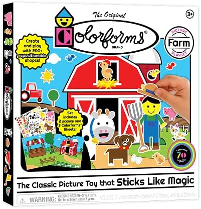 Colorforms Stickers for Kids – Sticker Book, Farm Picture Playset, Arts and Crafts, Toddler Stickers, Repositionable Pieces for Endless Story Fun, for Boys and Girls, Ages 3+