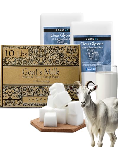 Goats Milk Soap Base - 10 LBS | Melt and Pour Supplies Kit for Soap Making, SLS/SLES & PEG free | Best Natural Organic Vegetable Ingredients | Bulk For Adult Soapmaker | Soap Making Make Your Own Soap