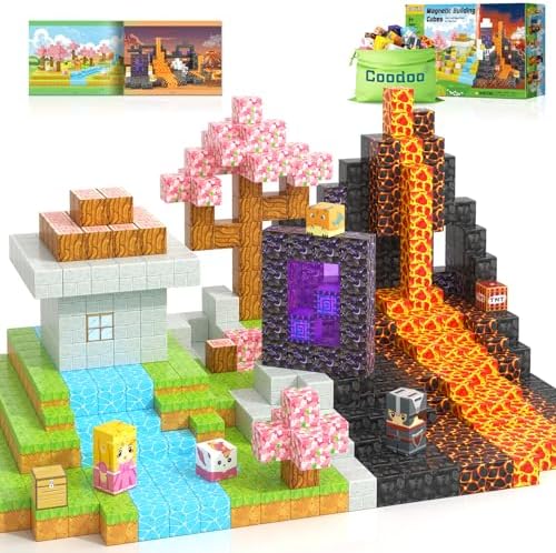 Magnetic Blocks - Build Mine Magnet World Magic Portal Set, Magnetic Tiles Building Blocks Toddler Toys STEM Sensory Outdoor Toys for 3+ Year Old Boys & Girls, Creative Kids Games Kids Toys 84PCS