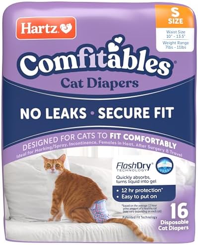 Hartz Comfitables Cat Diapers, Size S 16 Count, Comfortable & Secure Fit, Easy to Put On