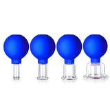 CFHBF 4 Size Facial Cupping Therapy Set Glass, Eye Face Vacuum Massage Anti Cellulite Cup - Silicone Cupping Massage Therapy, for Beauty Body Cup Fascia Massager(Softcover-Blue)