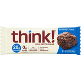 Think! Protein Bars, High Protein Snacks, Gluten Free, Kosher Friendly, Brownie Crunch, Nutrition Bars, 2.1 Oz per Bar - 20 Count