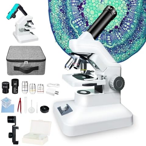 Microscope for Adults Kids, Kids Microscope,Microscope,Foroland Upgrade Mcroscope,100X-2000X Profesional Microscopes Kit w/Phone Adapter Microscope Slides, Compound Microscope for Home School Lab