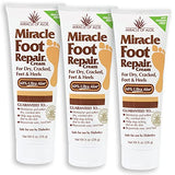 Miracle Foot Repair Cream (8 oz / 3-Pack) Repairs Dry Cracked Heels and Feet, 60% Pure UltraAloe Moisturizes, Softens, and Repairs