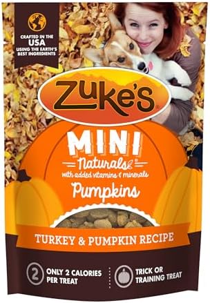 Zukes Mini Naturals Dog Training Treats for Dogs, Pet Treats Made with Real Turkey and Pumpkin, 5 oz. Resealable Pouch - 5 oz. Bag