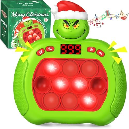 Upgraded Christmas Fast Push Game Console, Handheld Puzzle Game Sensory Toys, Pop Game Fidget Sensory Toys, Pop Bubble Up Toys for Kids,Christmas Stocking Stuffers Birthday Gifts for Boys Girls