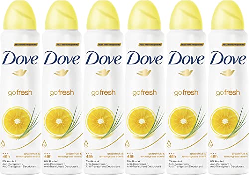 (6 PACK) DOVE Dry Spray Antiperspirant 48 hours, (Go Fresh Grapefruit & Lemongrass) 5oz