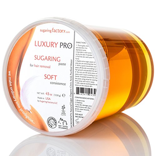 Sugaring Paste Luxury Pro Waxing Kit - Super Soft Organic Sugar Wax for Strips & Facial Hair - Made in USA, 43 oz - For Women and Men
